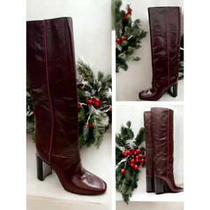 60% OFF NIB Rag & Bone ANLEN Crinkled Leather Tall Boot Mahogany 7.5 MSRP $1050
